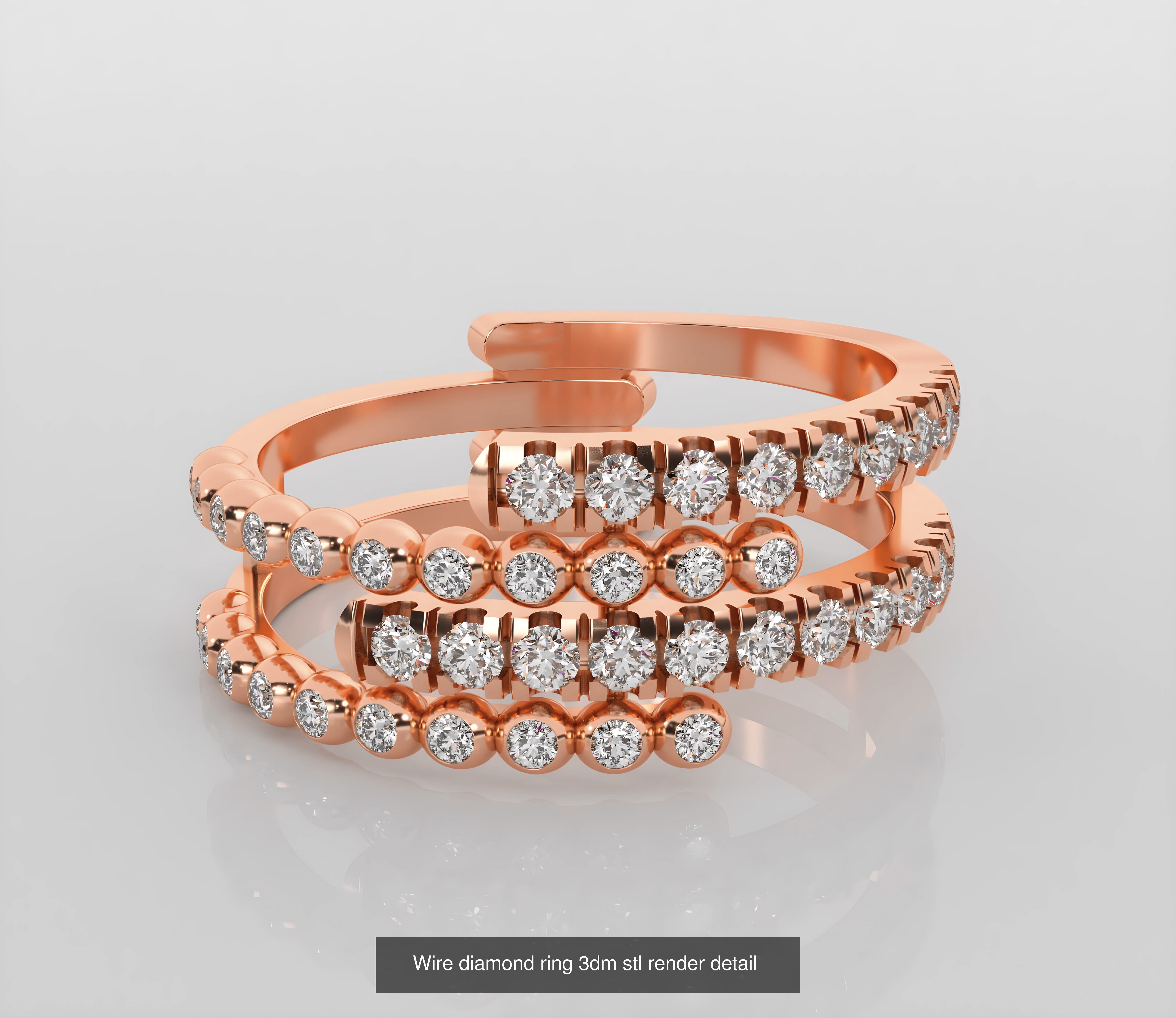 45 Wire Diamond Ring 3dm stl obj renders details 3D Model Collection_38
