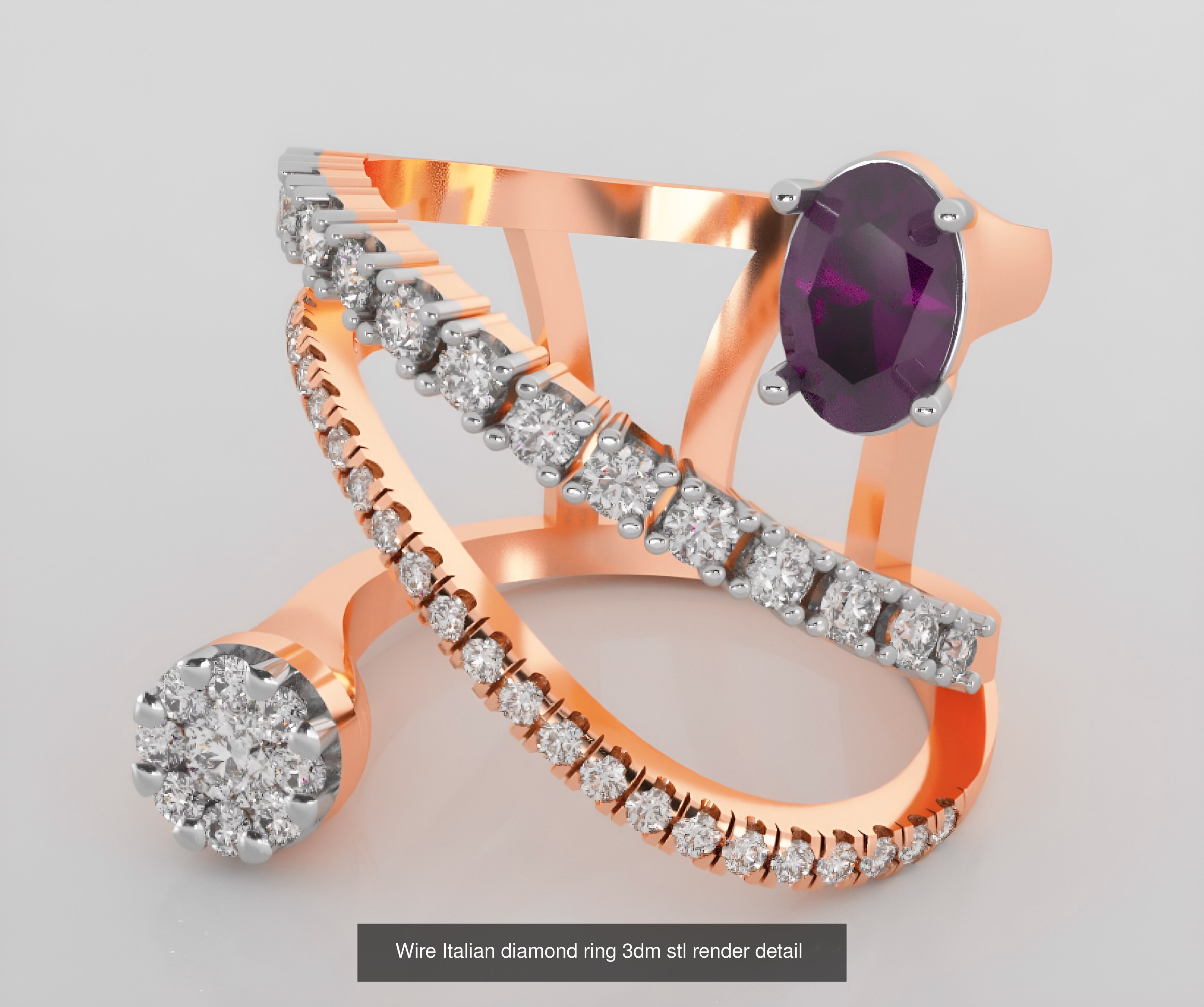 45 Wire Diamond Ring 3dm stl obj renders details 3D Model Collection_43