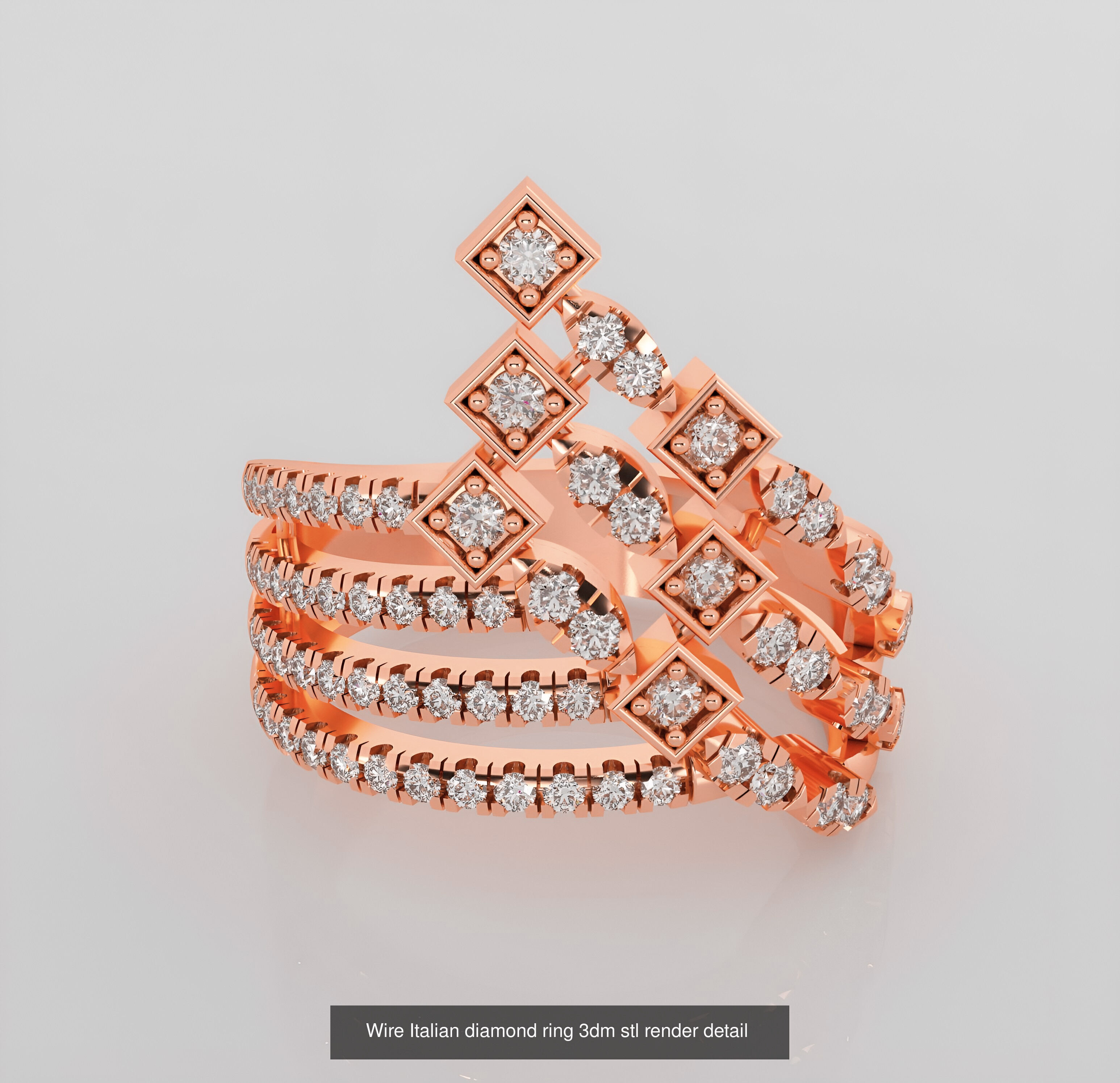 45 Wire Diamond Ring 3dm stl obj renders details 3D Model Collection_24