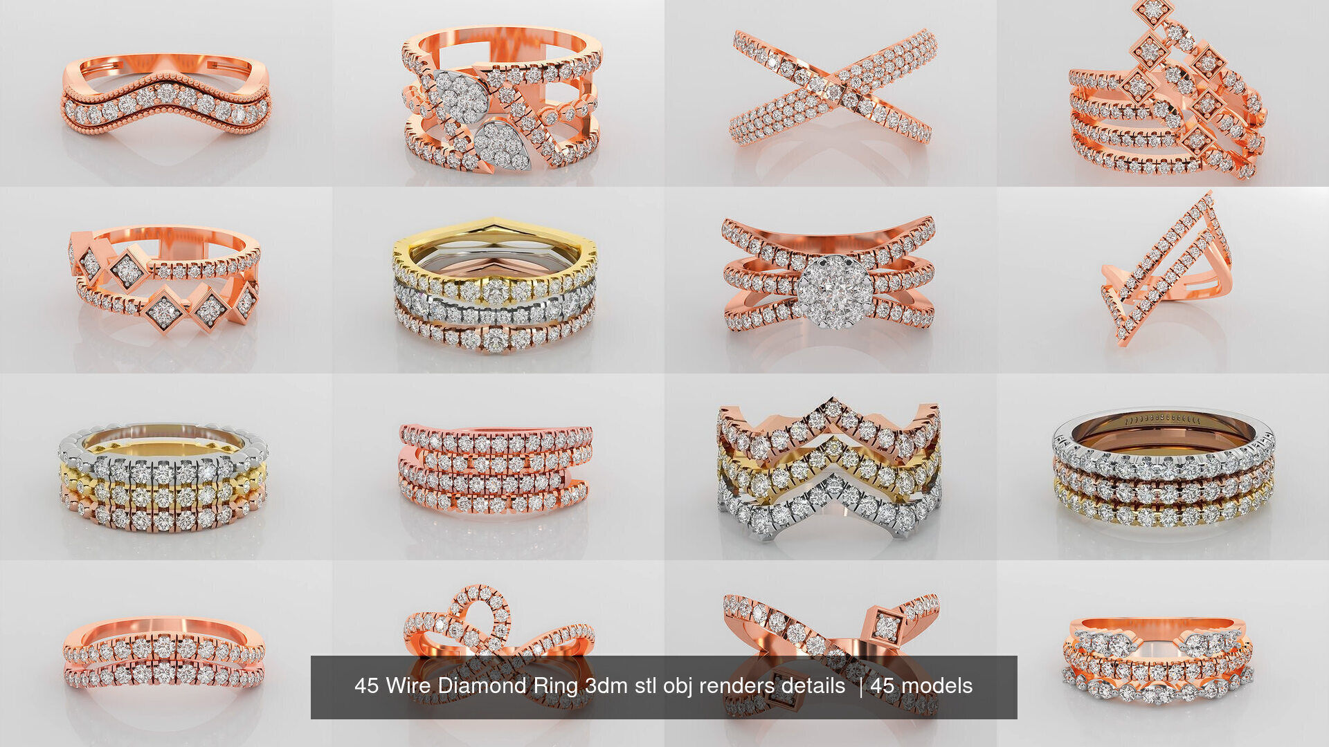 45 Wire Diamond Ring 3dm stl obj renders details 3D Model Collection_2