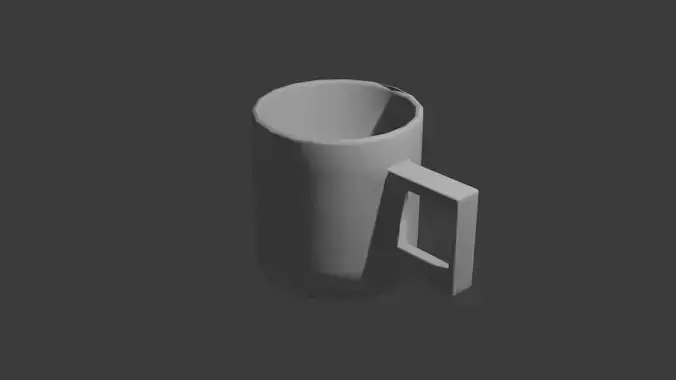 Untextured Circle Mug 3D Model With Square Handle