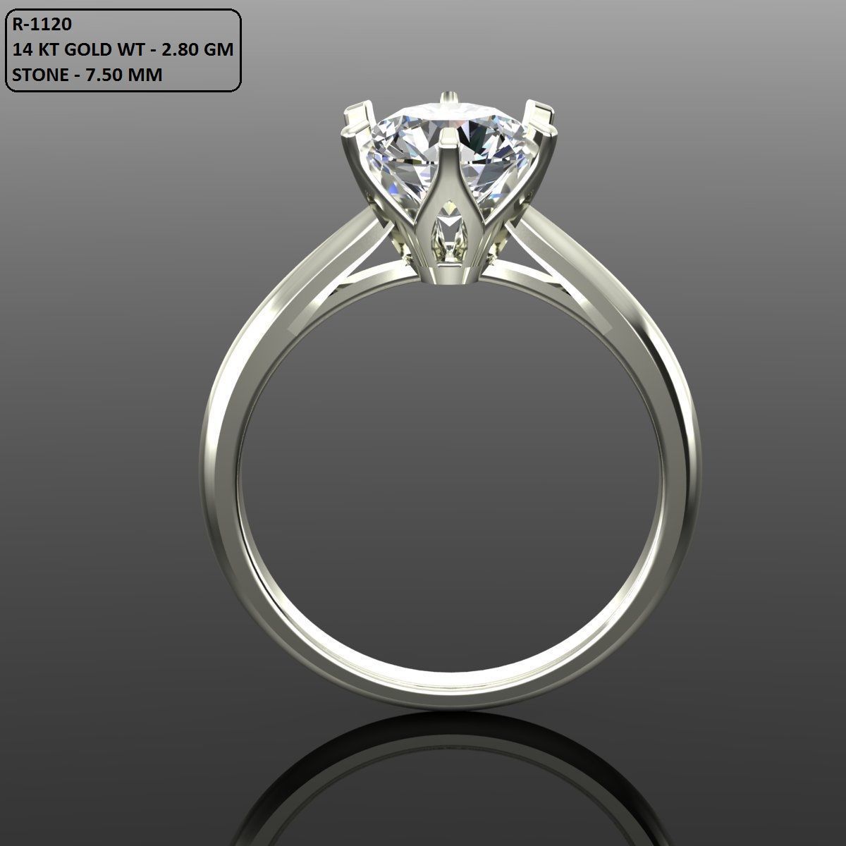 Solitaire Ring 3D print model_1