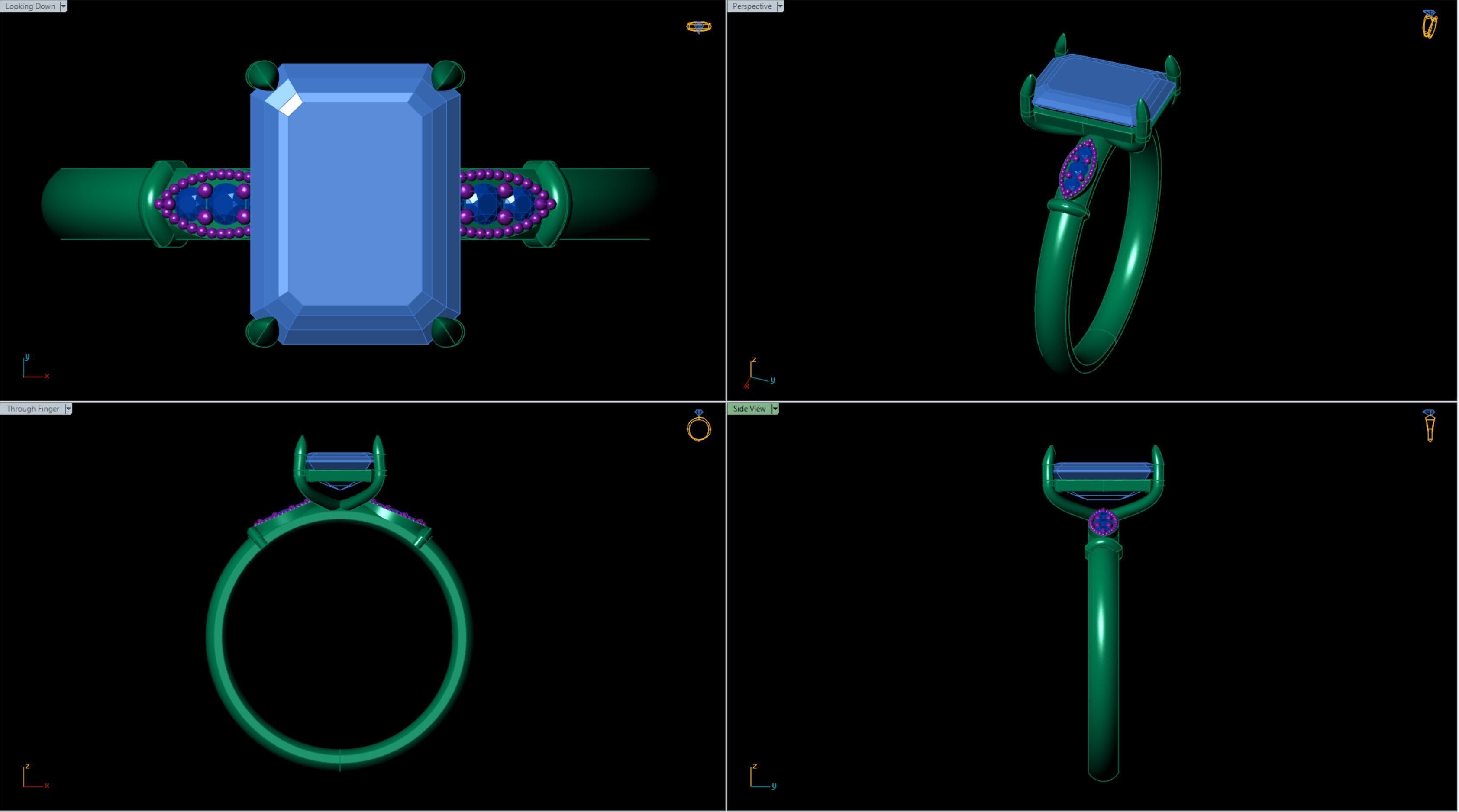 Emerald Cut Engagement Ring 3D print model_1