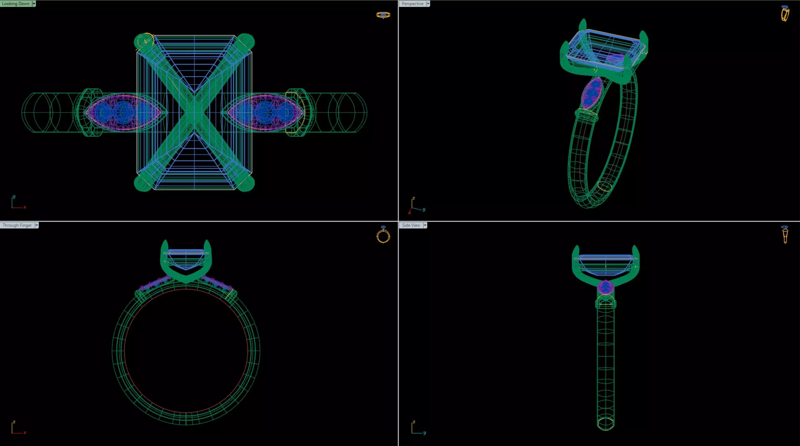 Emerald Cut Engagement Ring 3D print model_0