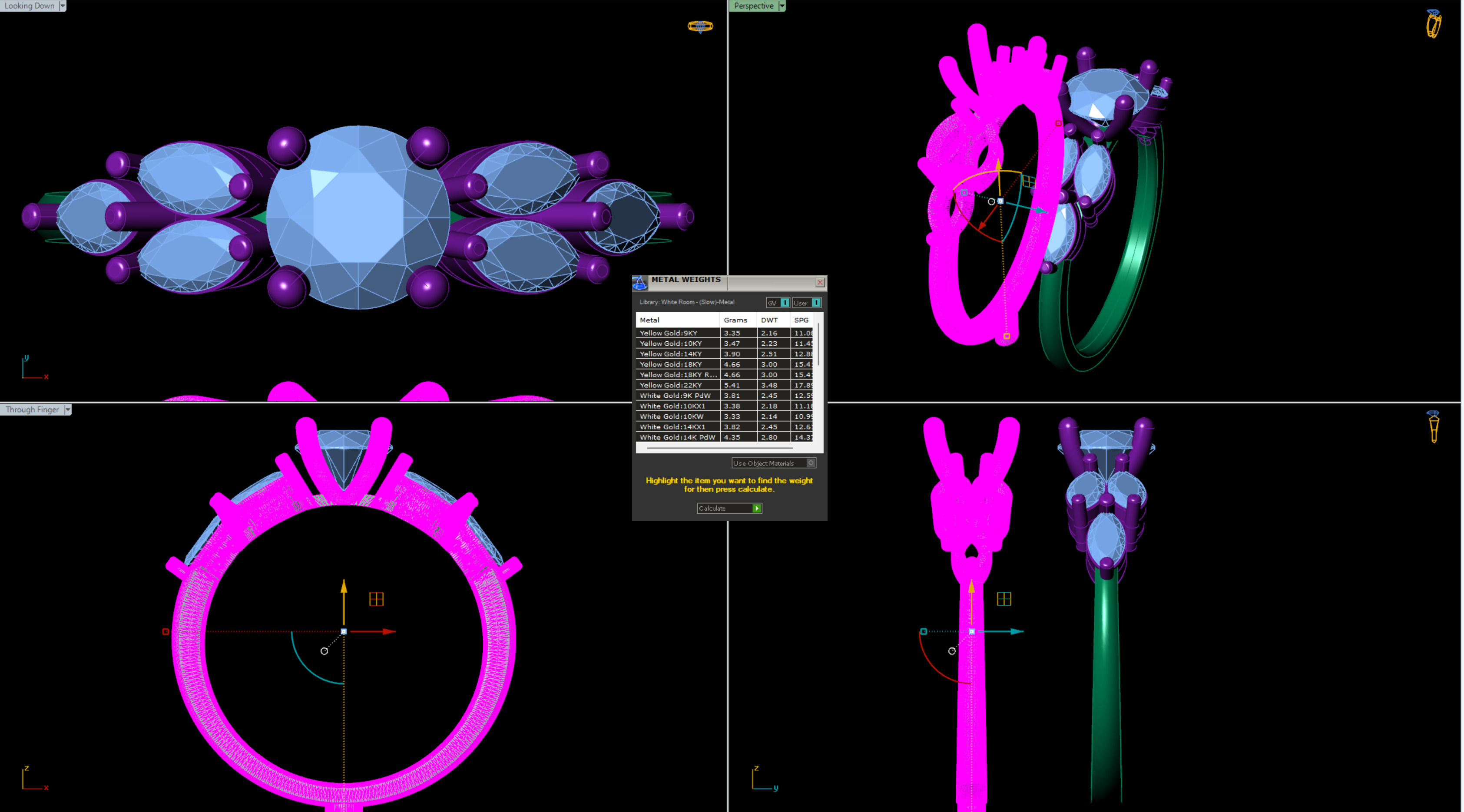 Round and Marquise Cut Engagement Ring 3D print model_3