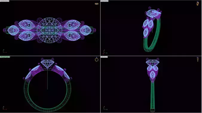 Round and Marquise Cut Engagement Ring