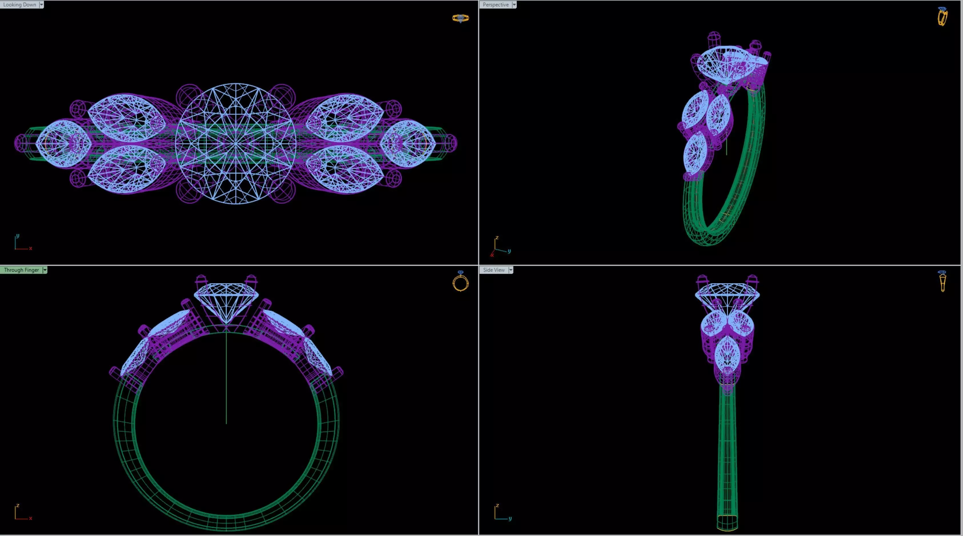 Round and Marquise Cut Engagement Ring 3D print model_0
