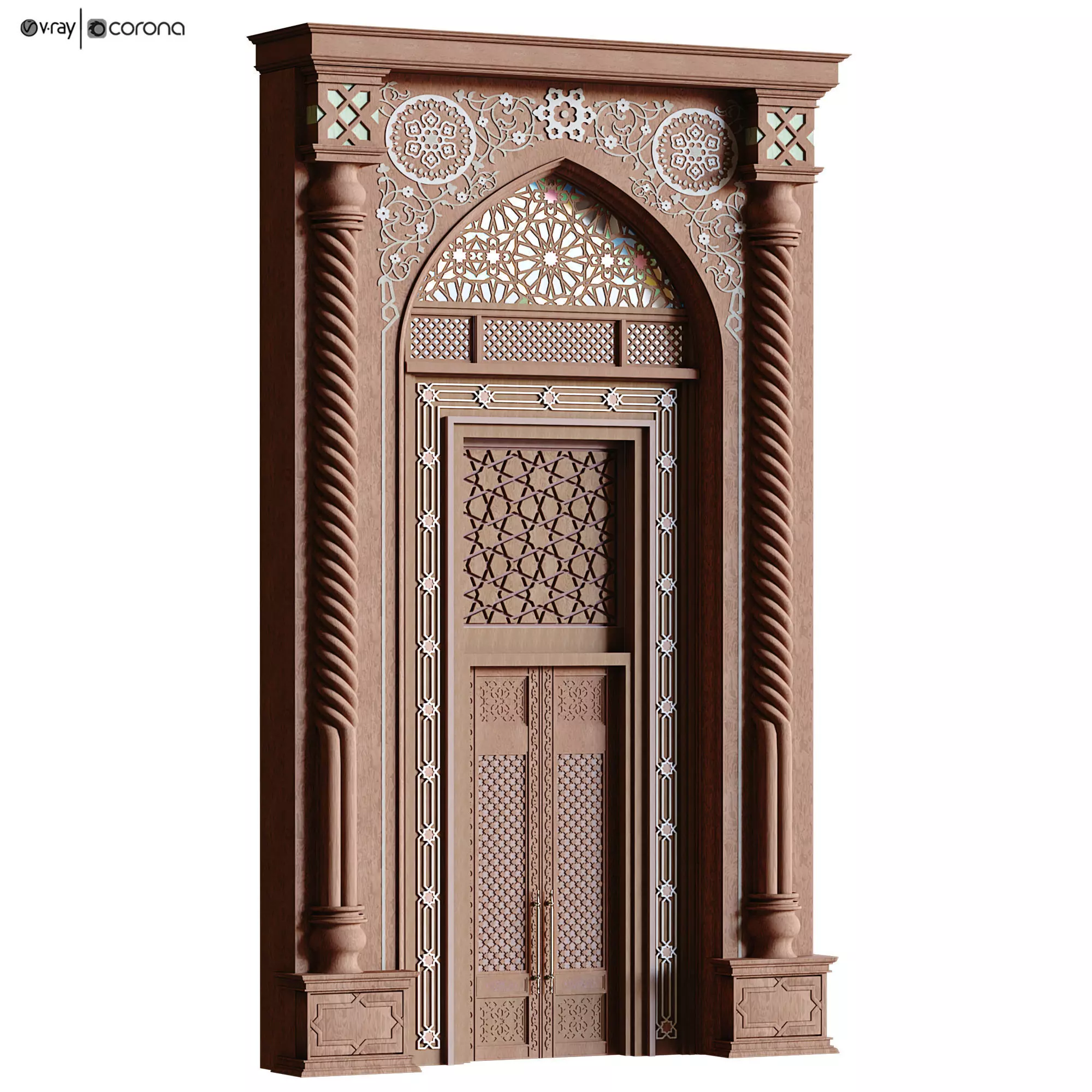 islamic arabic door and windows element set 583 3D model_0