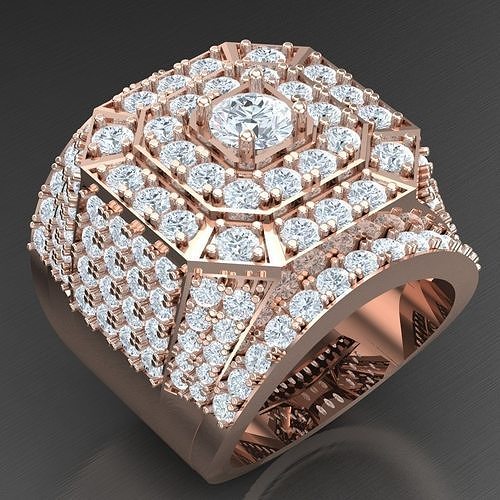 Mens Diamond RingsWedding Men Ring 2MR030 3D print model