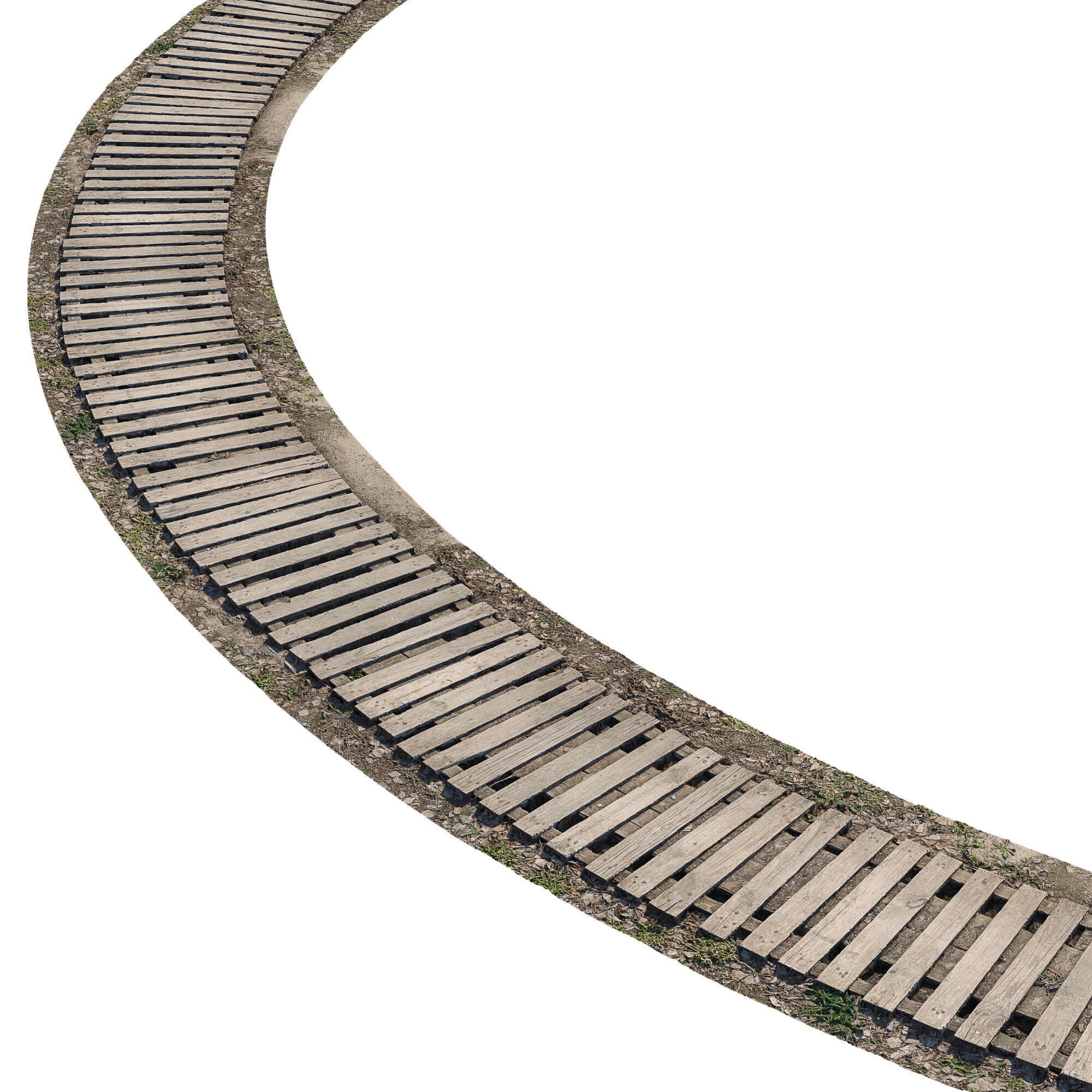 Realistic Wooden Path 3D model_3