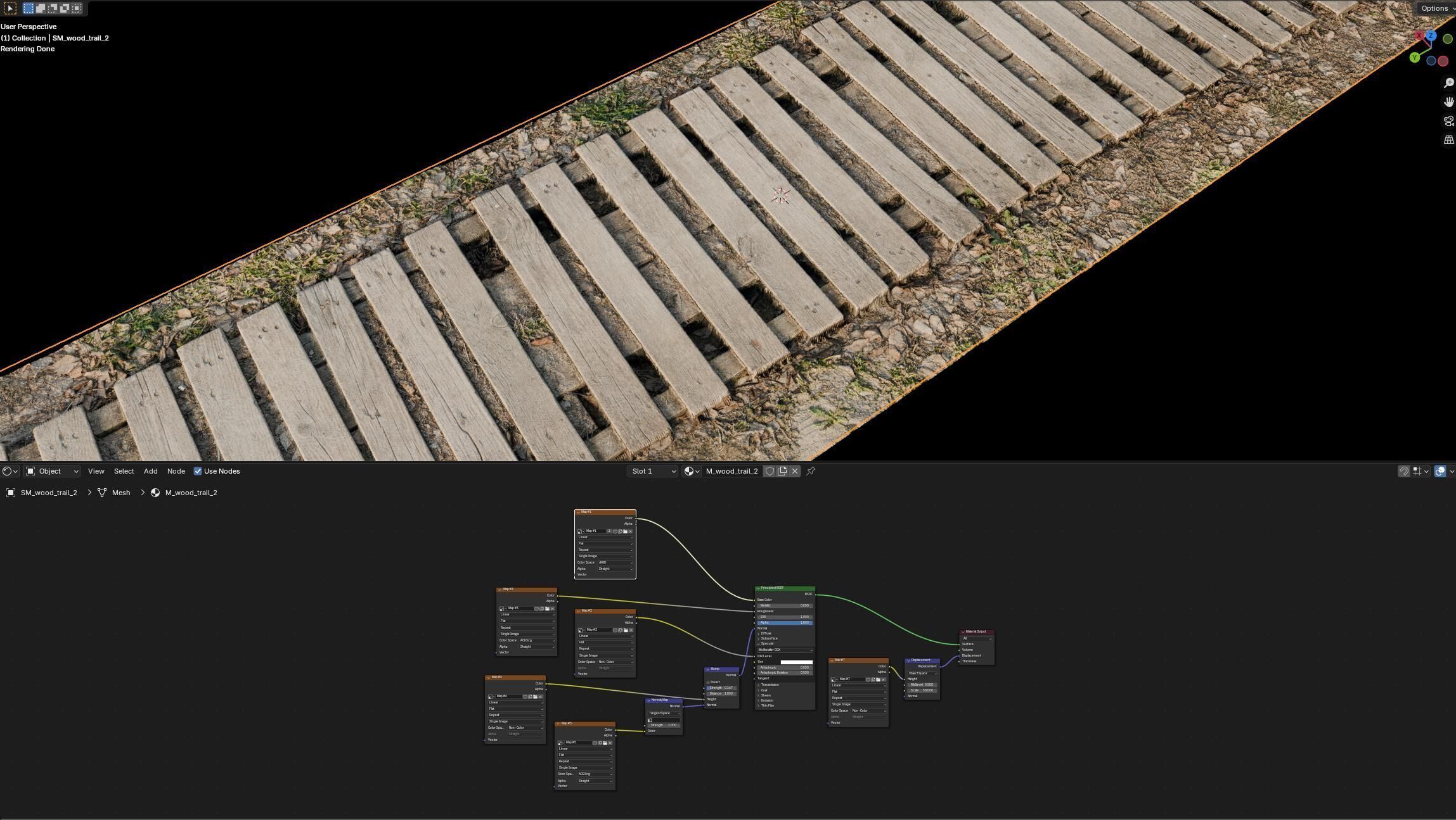 Realistic Wooden Path 3D model_7
