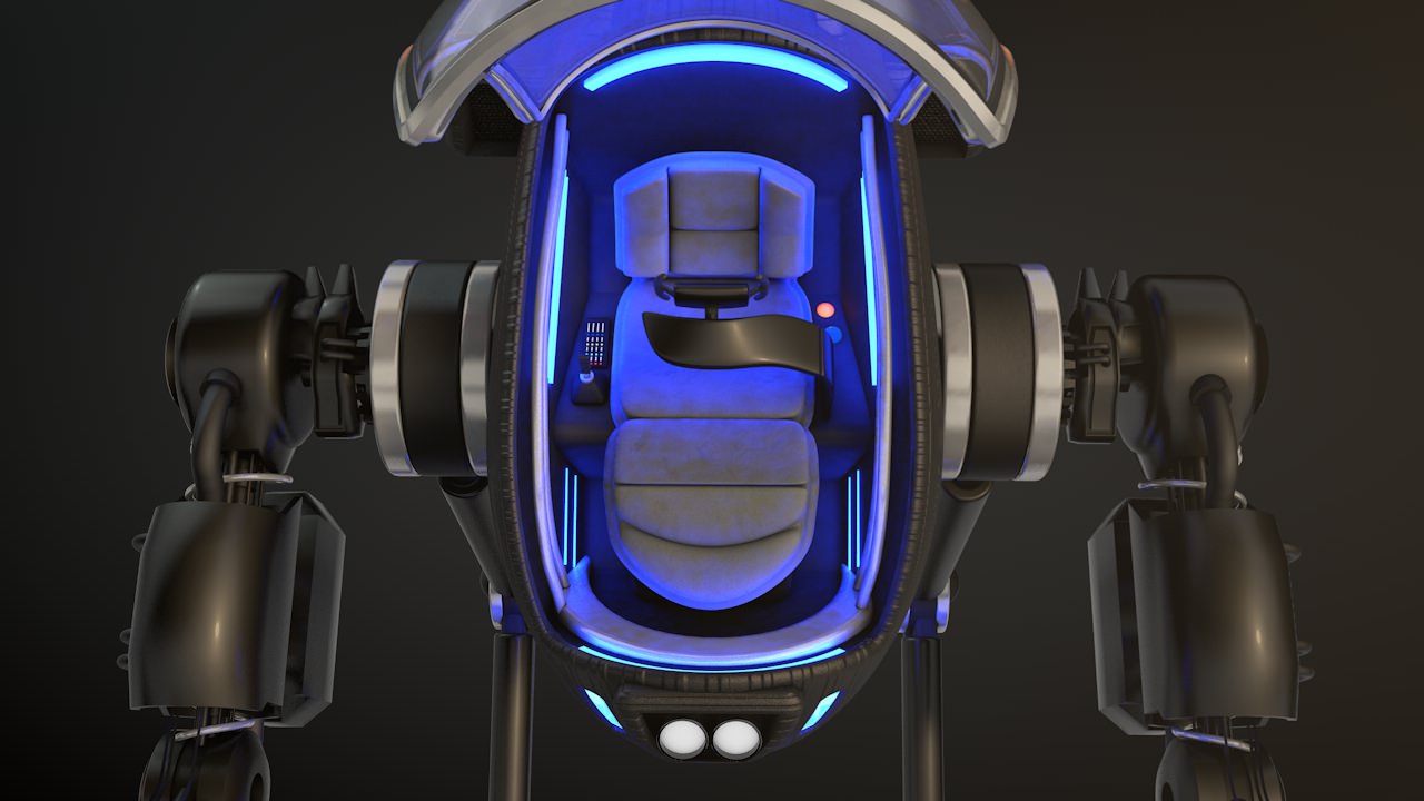 Robot 03 with Cockpit  Free 3D model_5