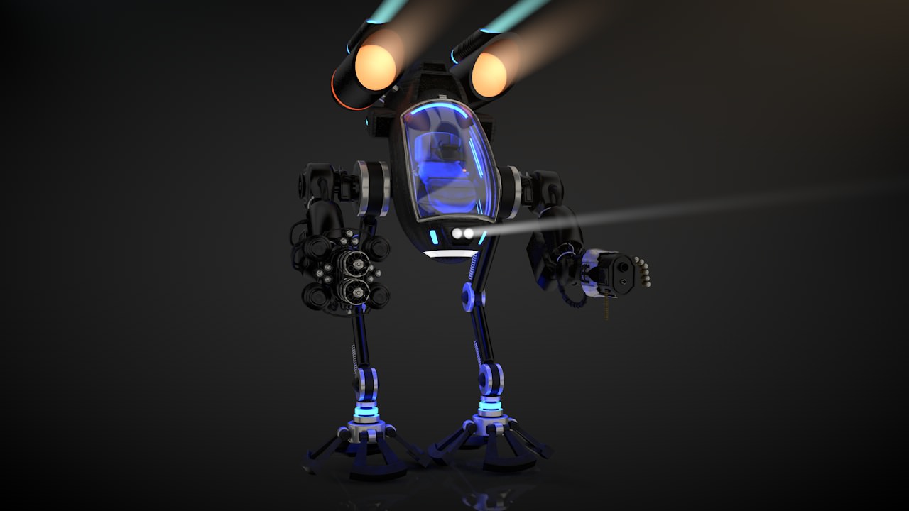 Robot 03 with Cockpit  Free 3D model_1