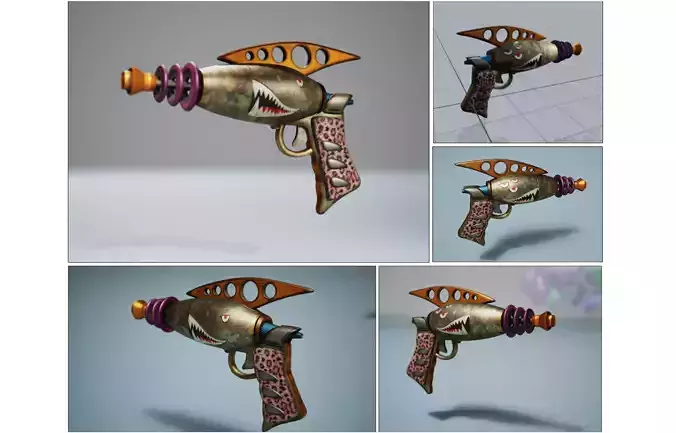 Retrofuture Weapon Death Laser Ray Gun  Low-poly 3D model