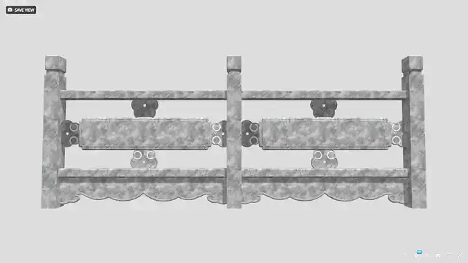 9 Chinese Stone Carving Carved Baluster Railings Kit Traditional 3D model