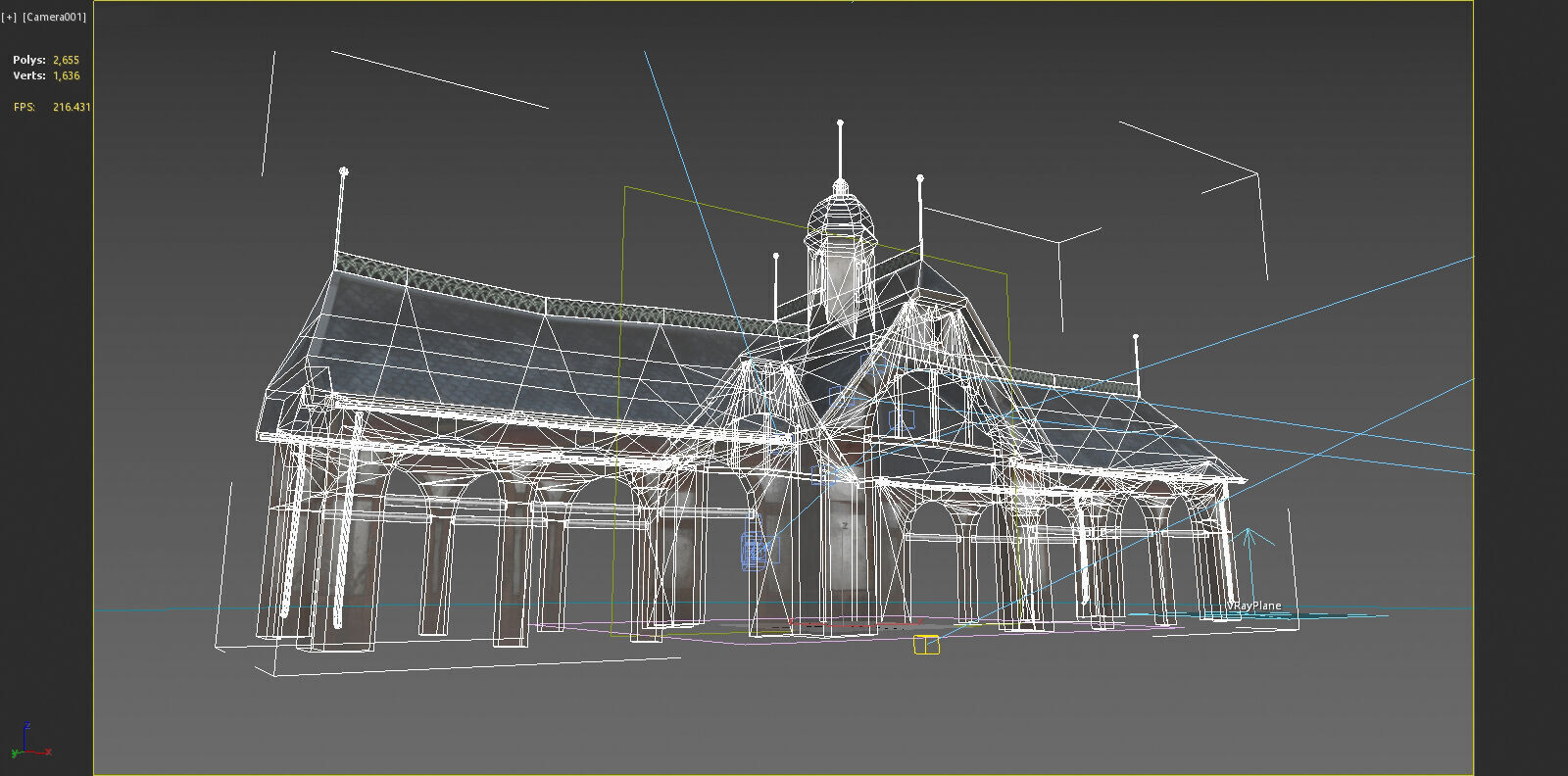 Hand drawn style medieval architectural gathering place 3D model_6