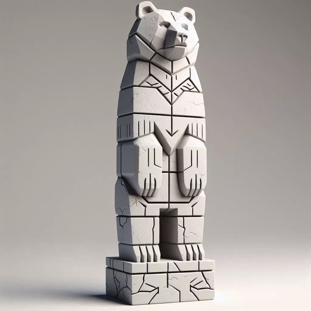Upright Totem Bear Symbol of Strength 3D print model_0