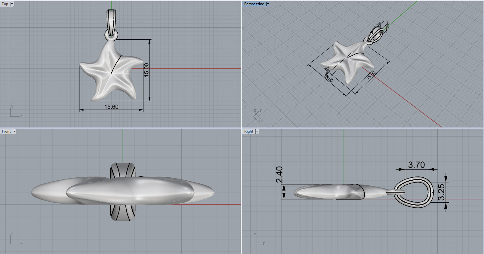 Starfish pendant model  1064 3D print model_4