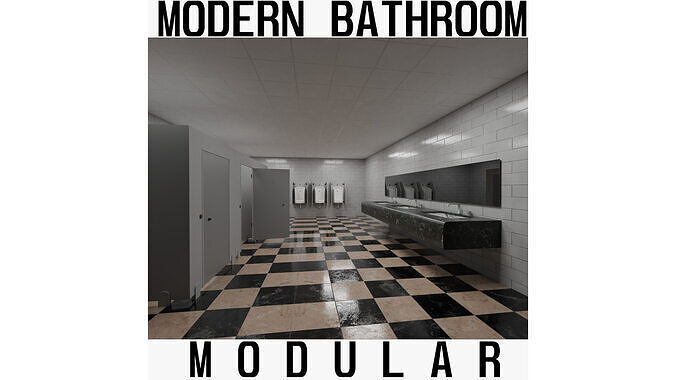 Modern Bathroom - Modular 3D Environment Low-poly 3D model