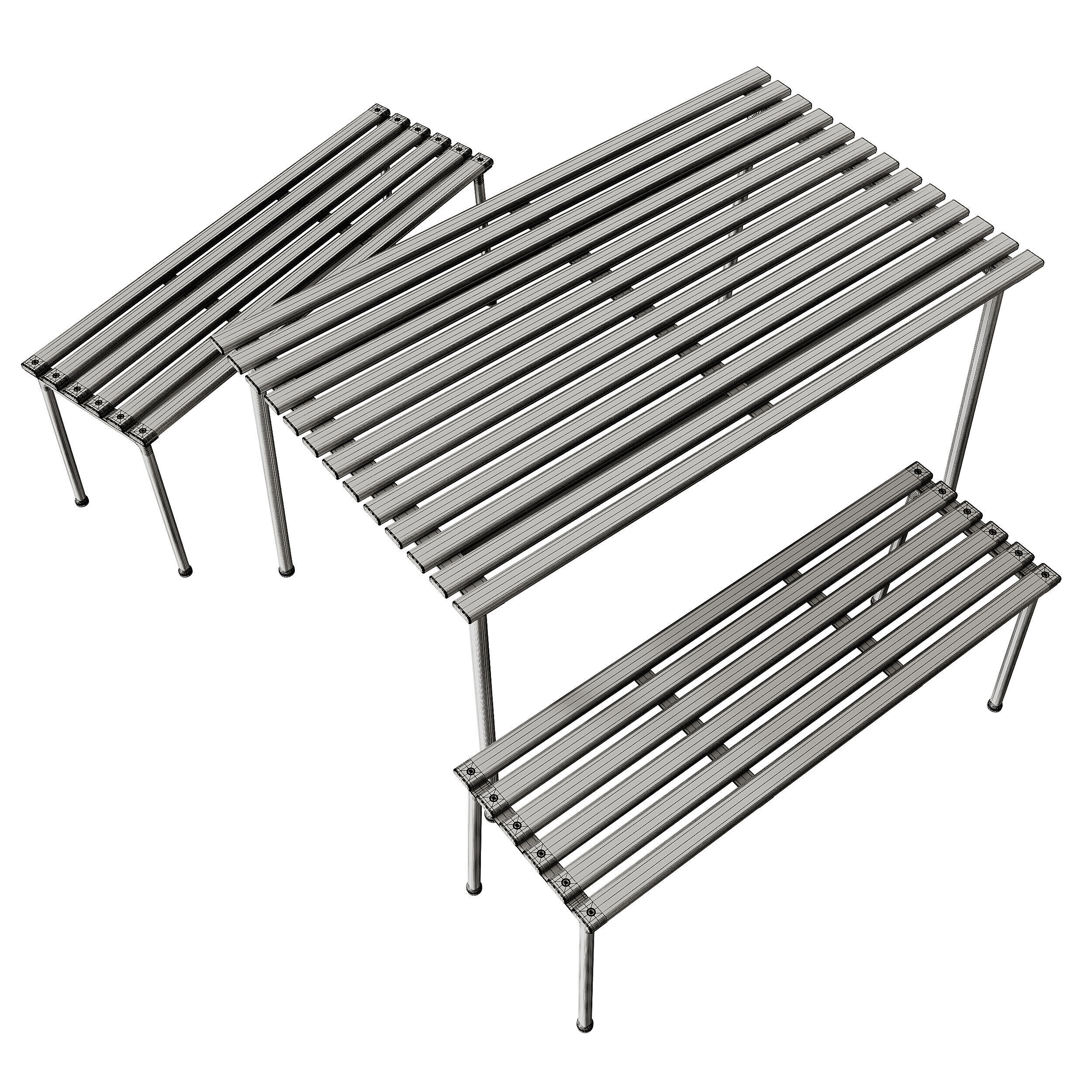 Traverse Garden Table and Bench by Hay 3D model_7