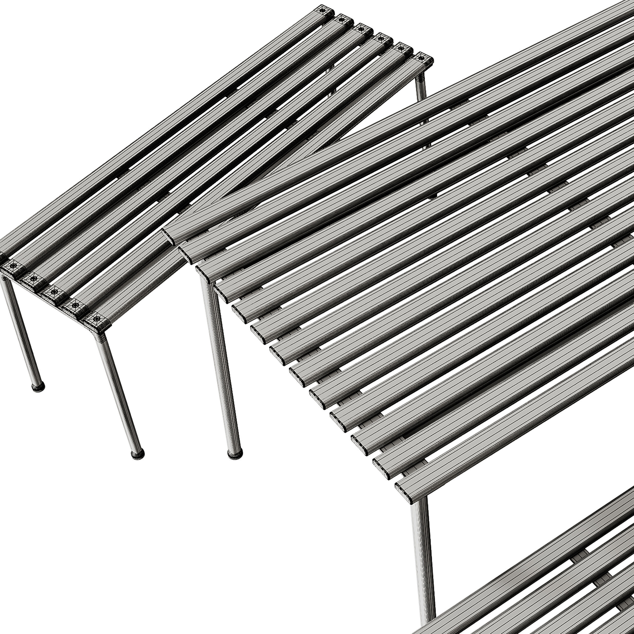 Traverse Garden Table and Bench by Hay 3D model_8