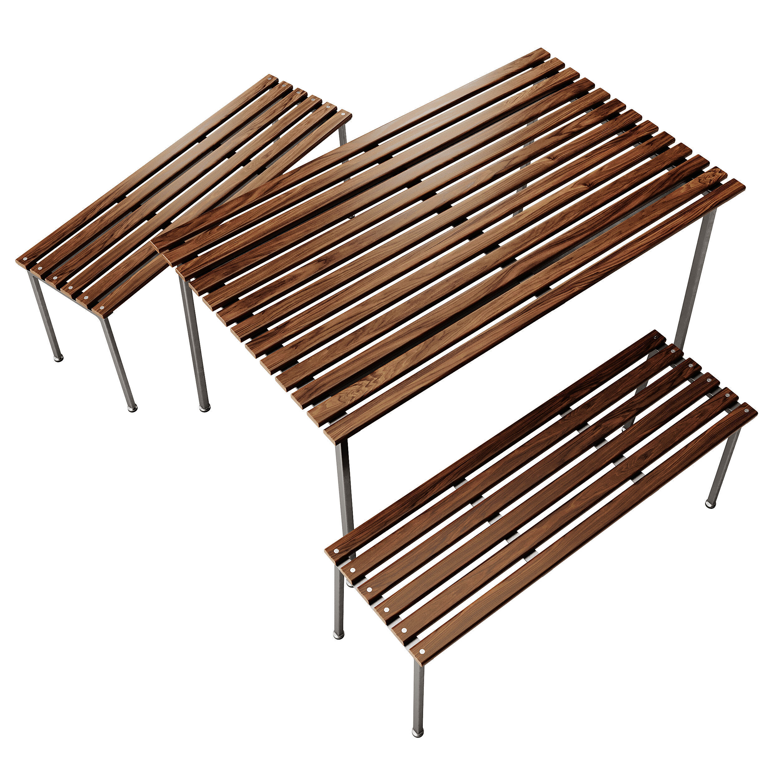 Traverse Garden Table and Bench by Hay 3D model_3