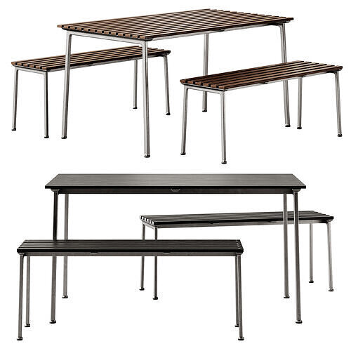 Traverse Garden Table and Bench by Hay 3D model