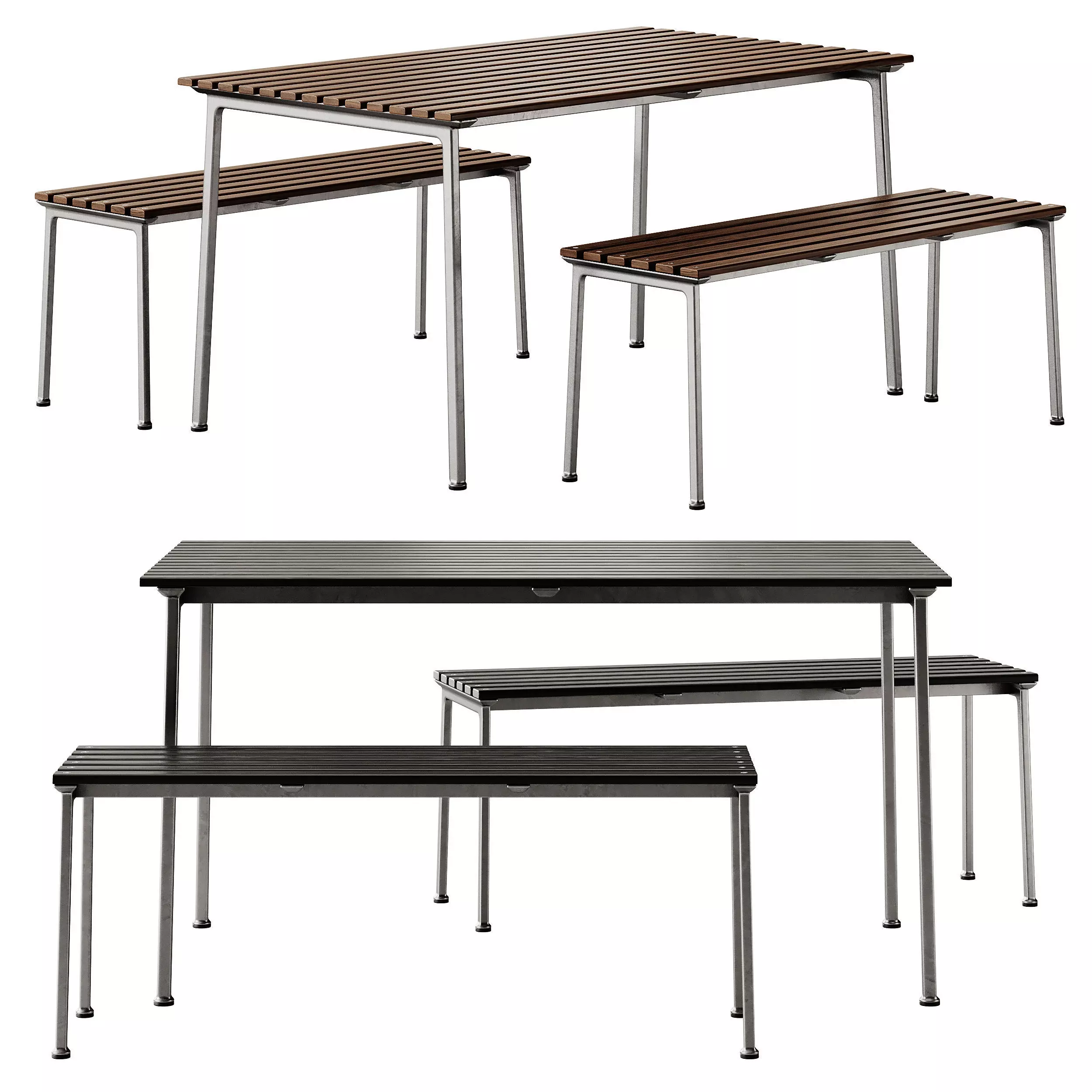 Traverse Garden Table and Bench by Hay 3D model_0