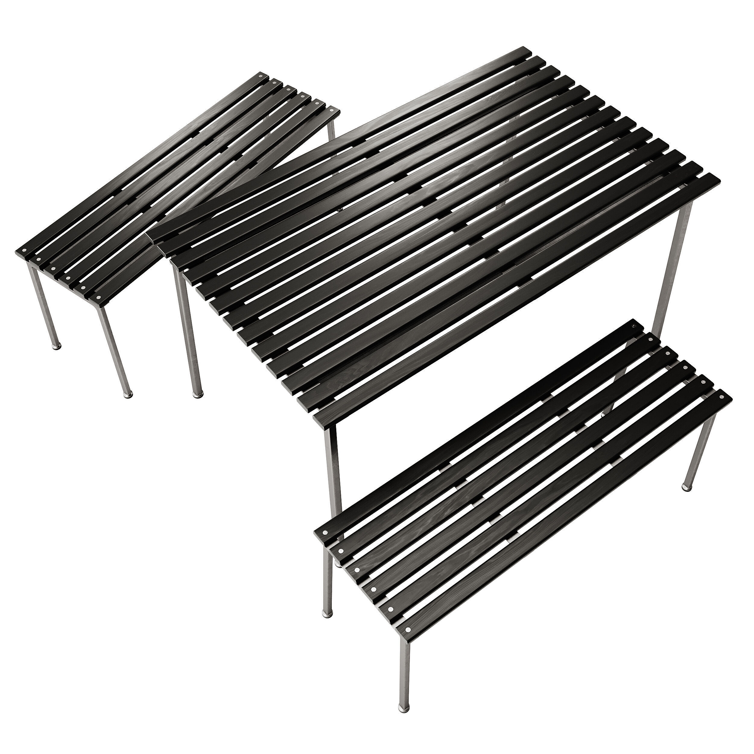 Traverse Garden Table and Bench by Hay 3D model_2