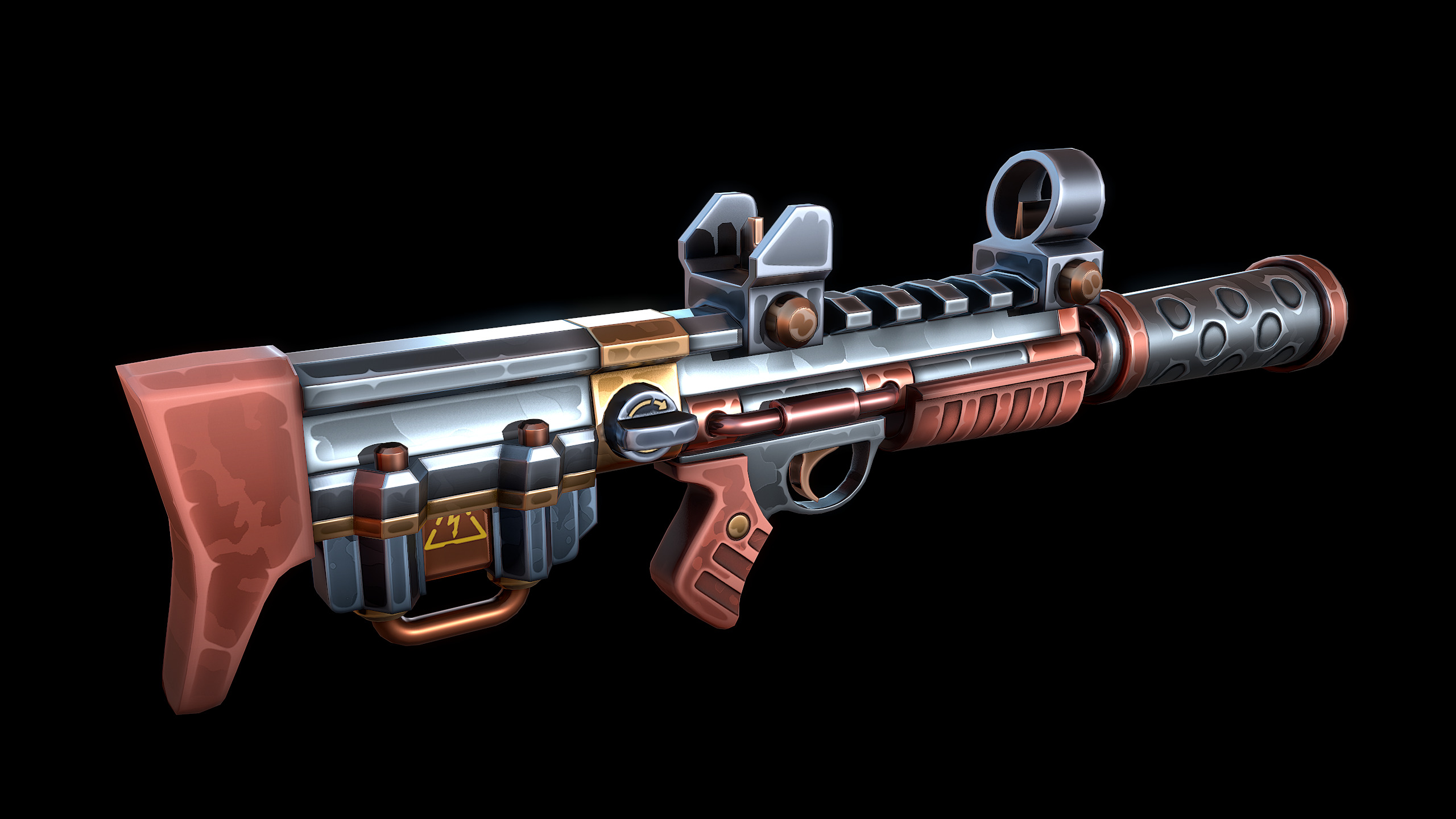 Stylized Sci-fi Rifle Low-poly 3D model_5