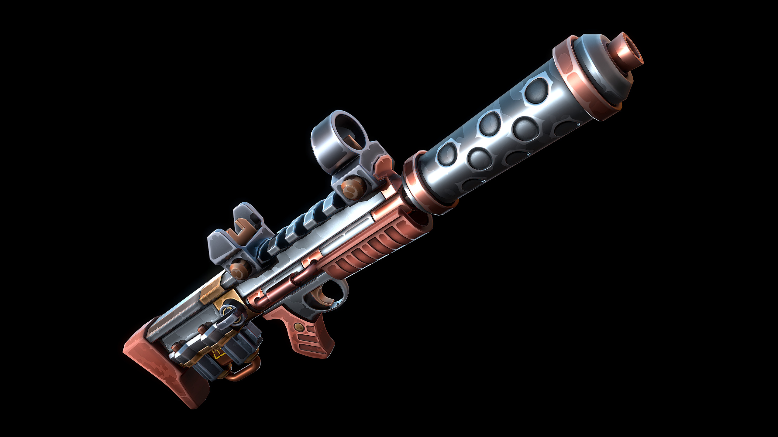 Stylized Sci-fi Rifle Low-poly 3D model_10