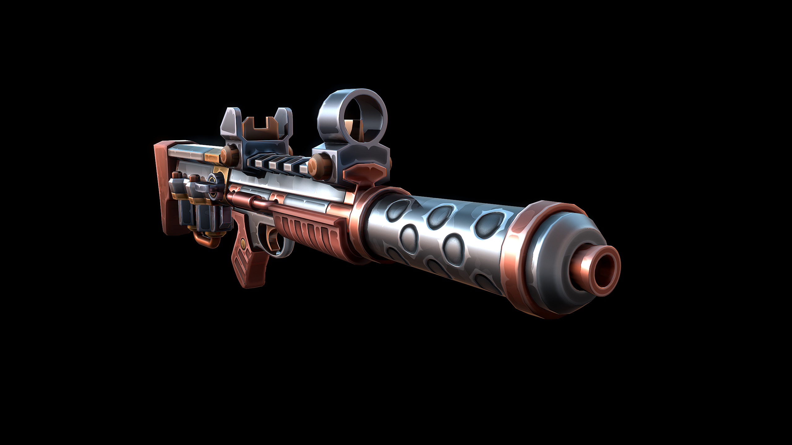 Stylized Sci-fi Rifle Low-poly 3D model_4