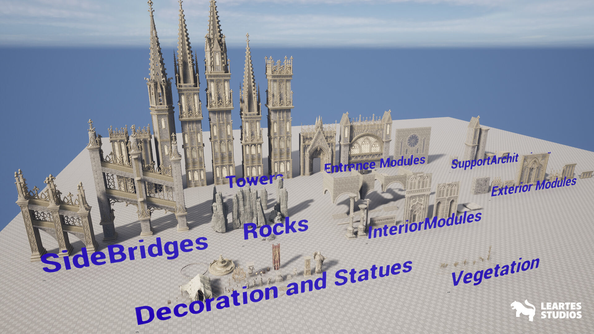 Fantasy Castle Environment Low-poly 3D model_16