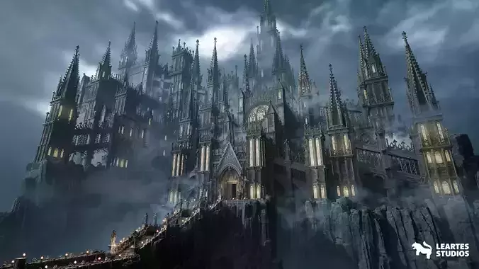 Fantasy Castle Environment Low-poly 3D model