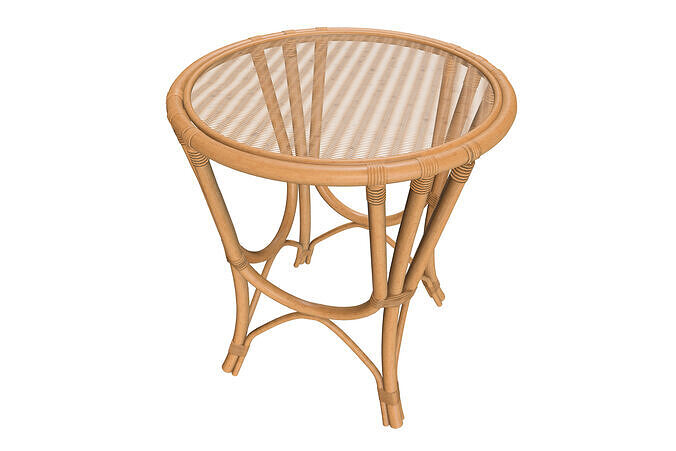 Round Rattan Wicker Dining Table 3D model