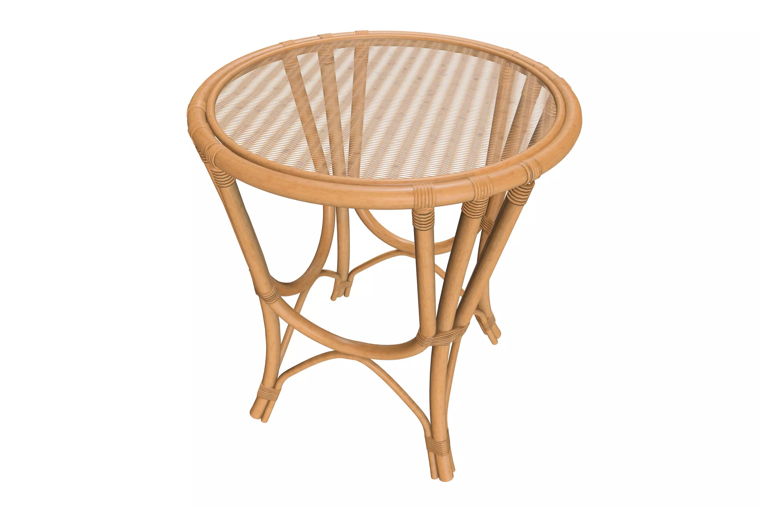 Round Rattan Wicker Dining Table 3D model_0