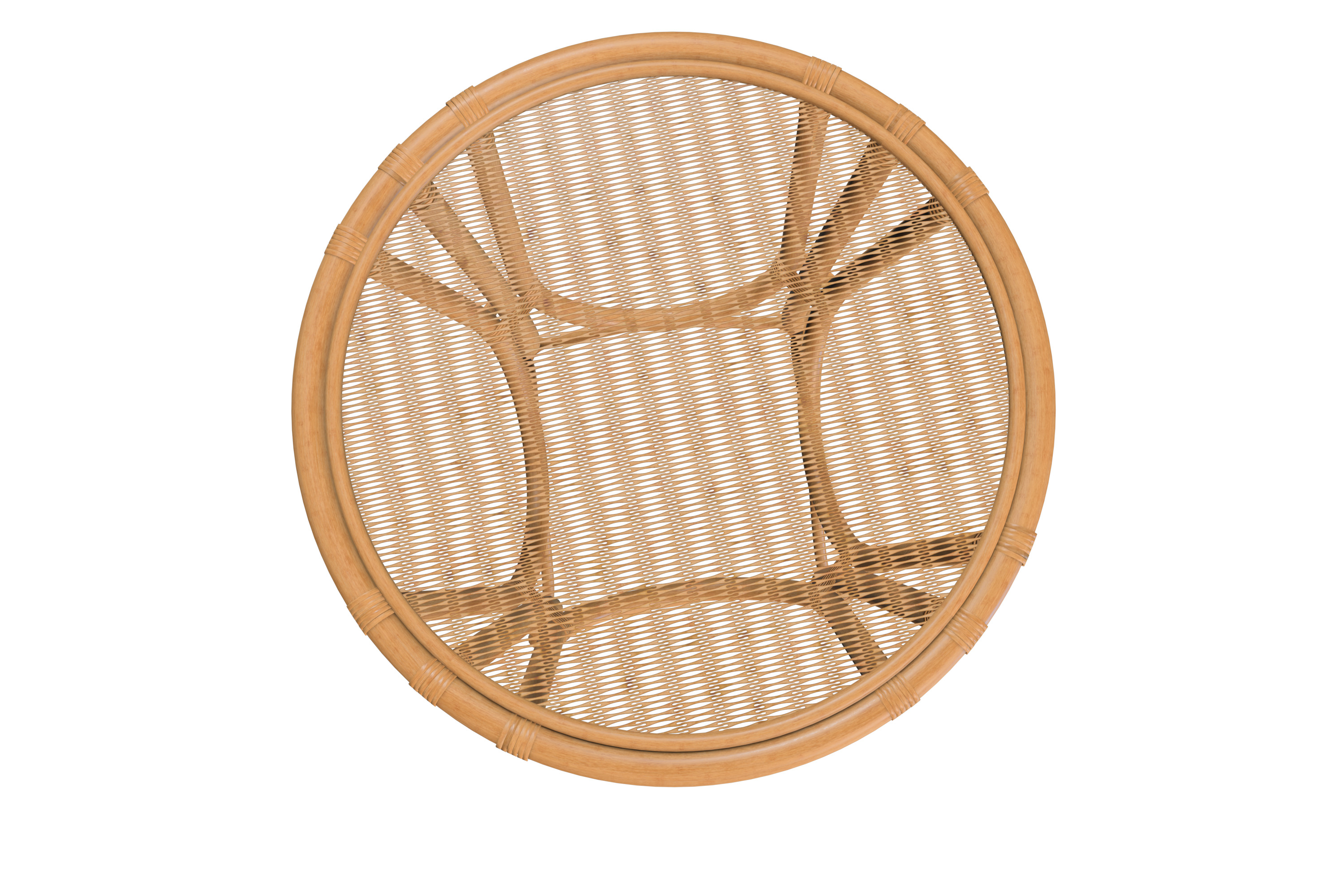 Round Rattan Wicker Dining Table 3D model_3