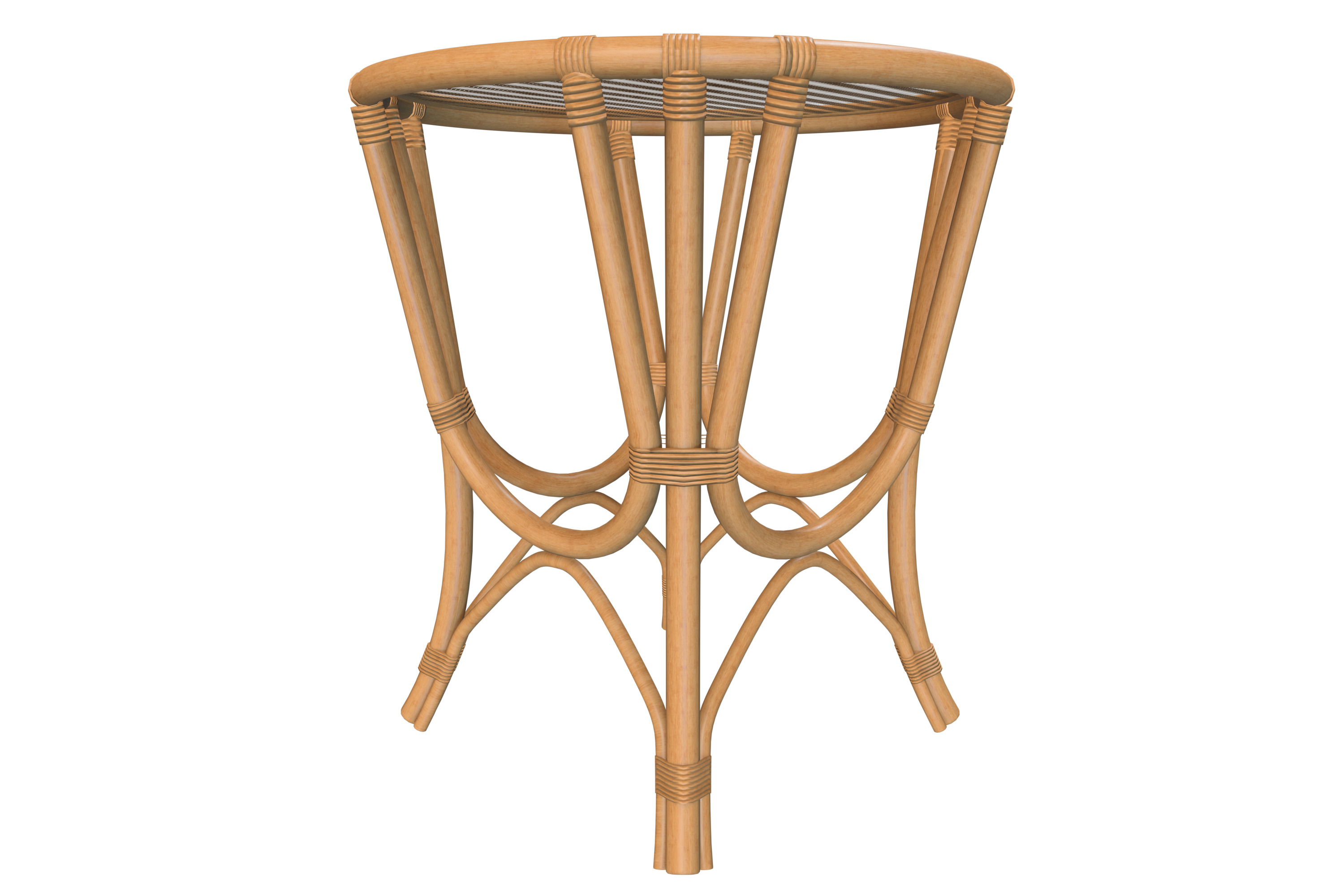 Round Rattan Wicker Dining Table 3D model_4