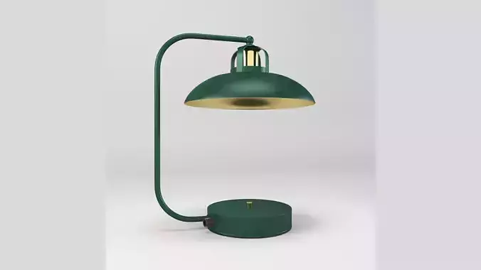 Vintage Green Desk Lamp Classic Table Light Low-poly 3D model