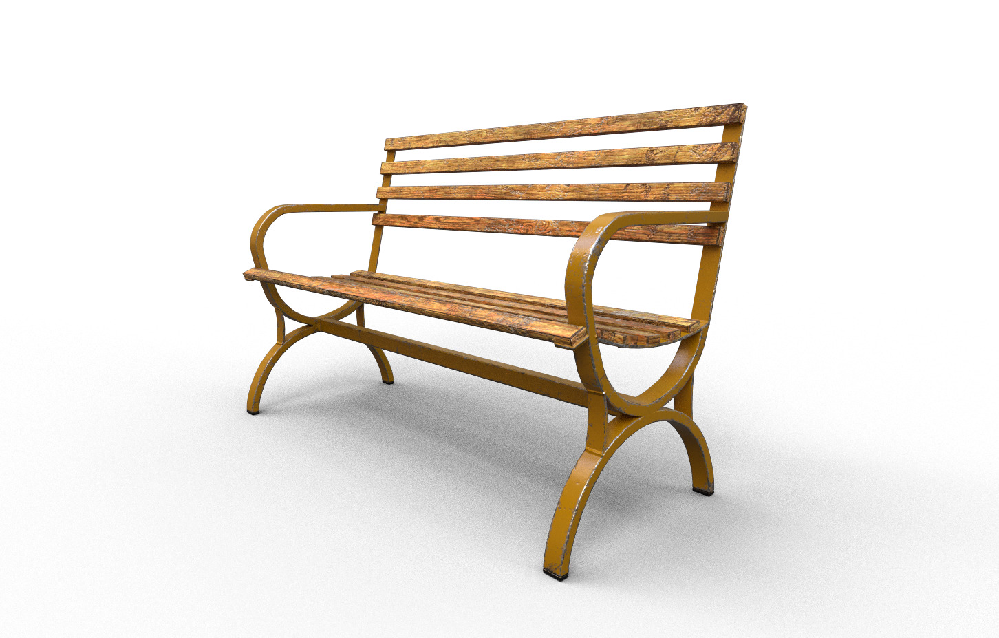 Old Street Bench Low-poly 3D model_2