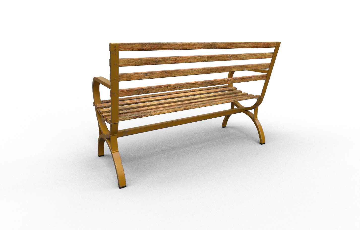 Old Street Bench Low-poly 3D model_3