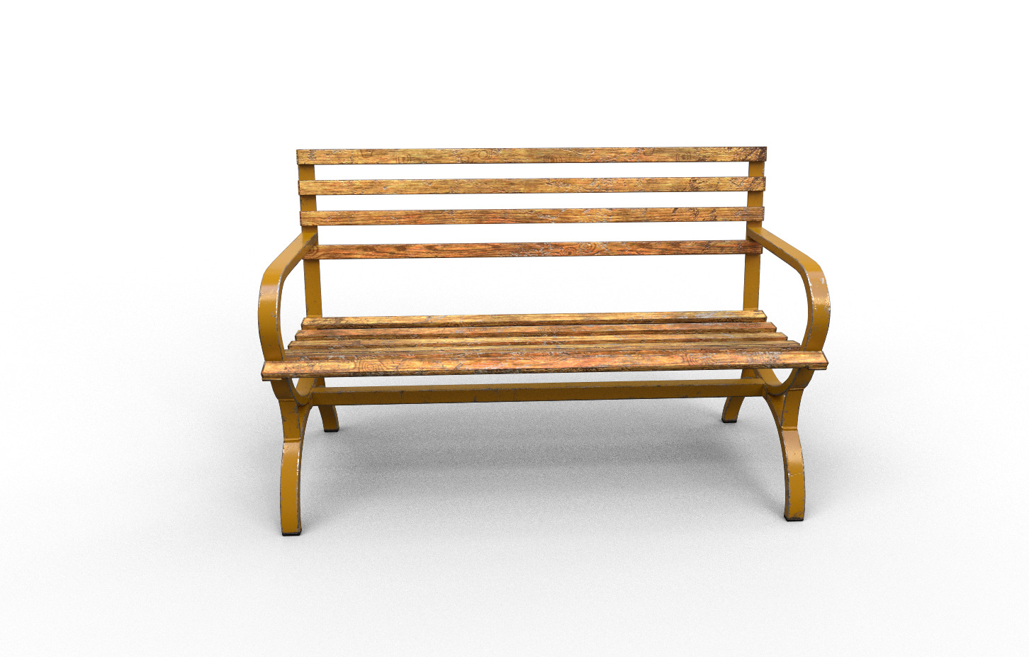 Old Street Bench Low-poly 3D model_1