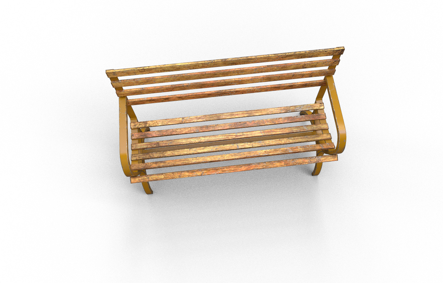 Old Street Bench Low-poly 3D model_4