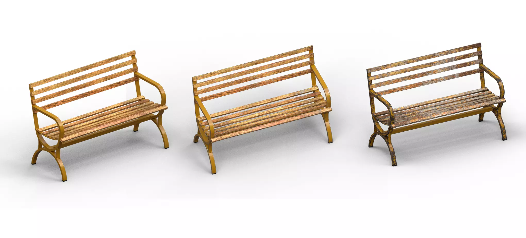 Street Bench Pack 3 Low-poly 3D model