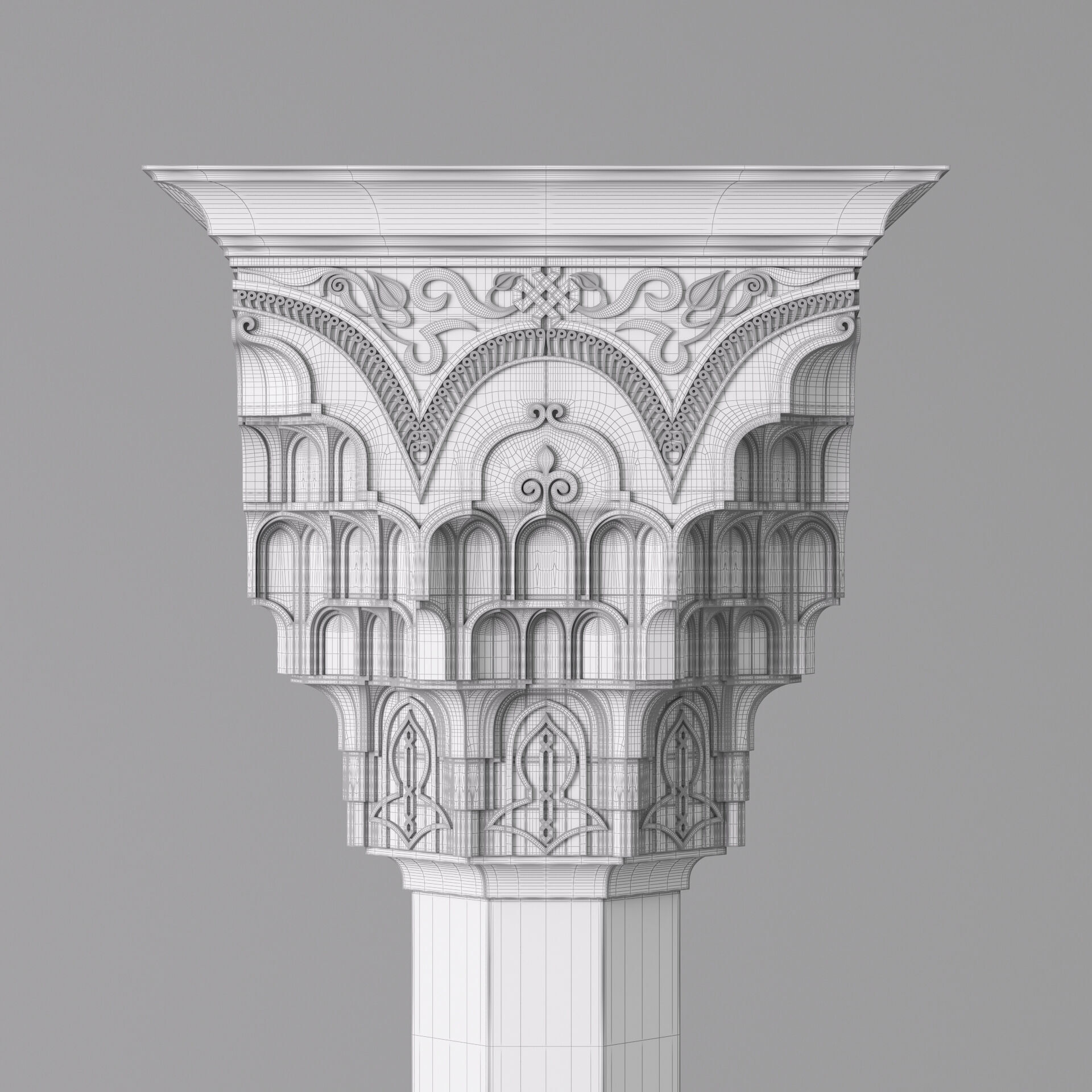 Classic Islamic Muqarnas Column 003 3D model_10