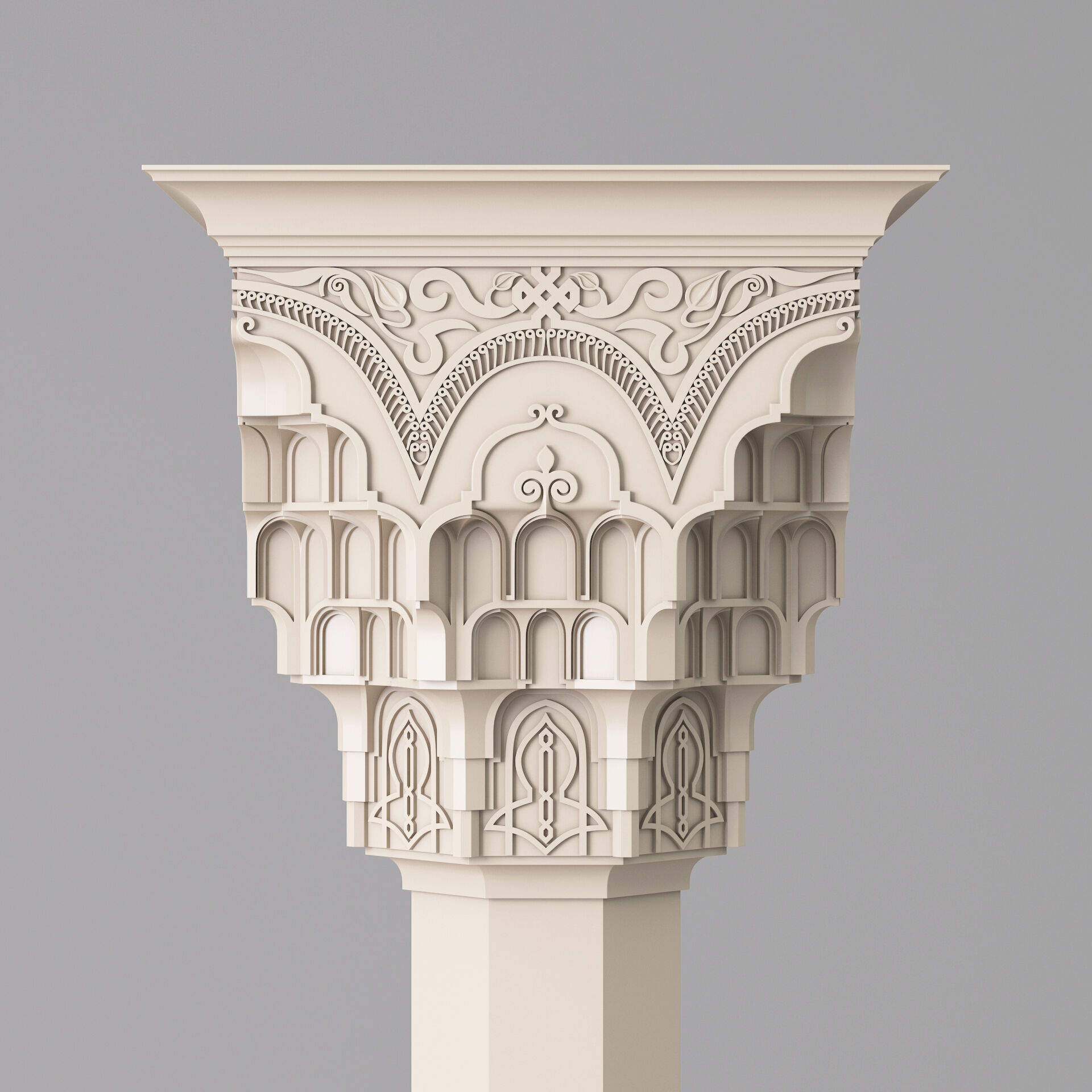 Classic Islamic Muqarnas Column 003 3D model_3