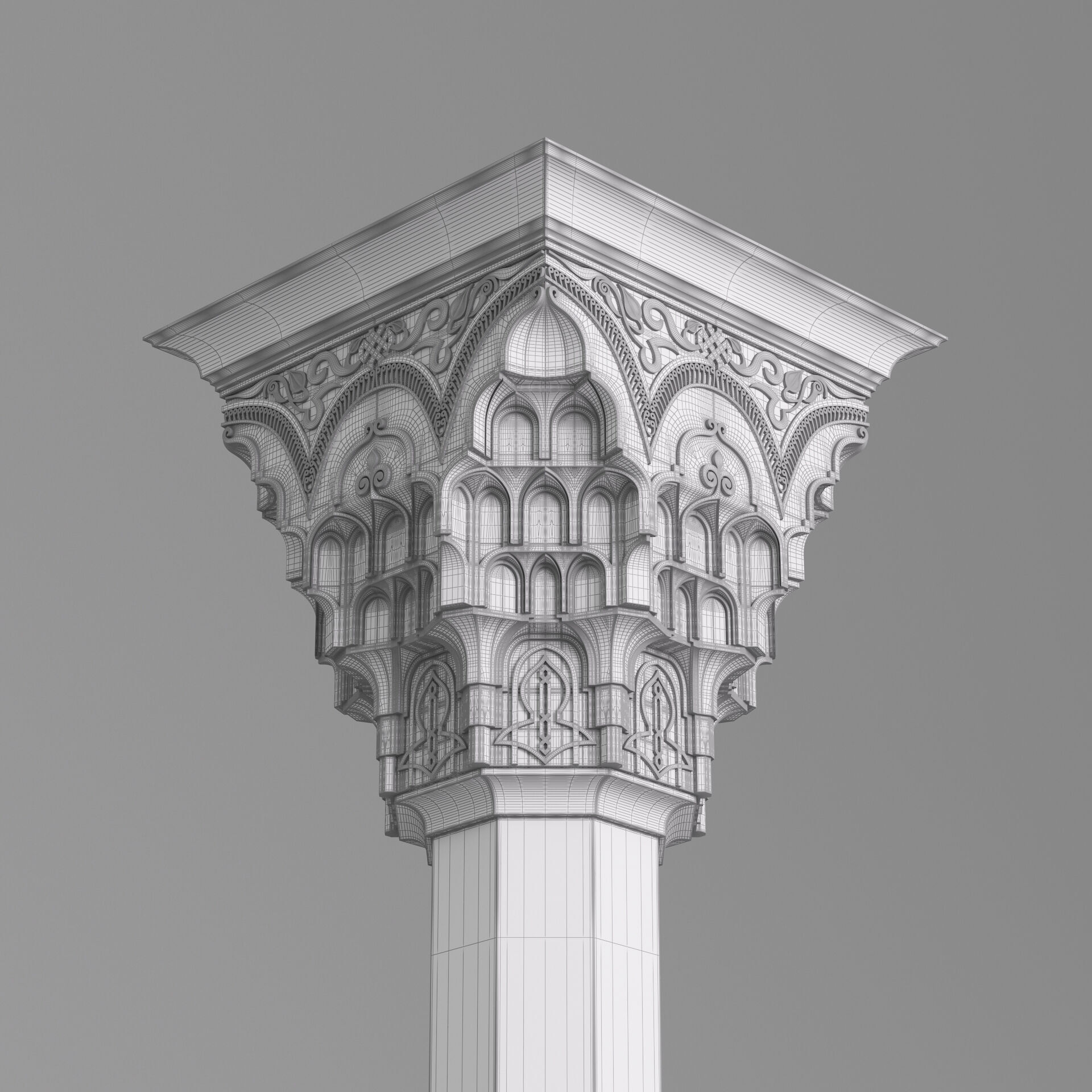 Classic Islamic Muqarnas Column 003 3D model_11