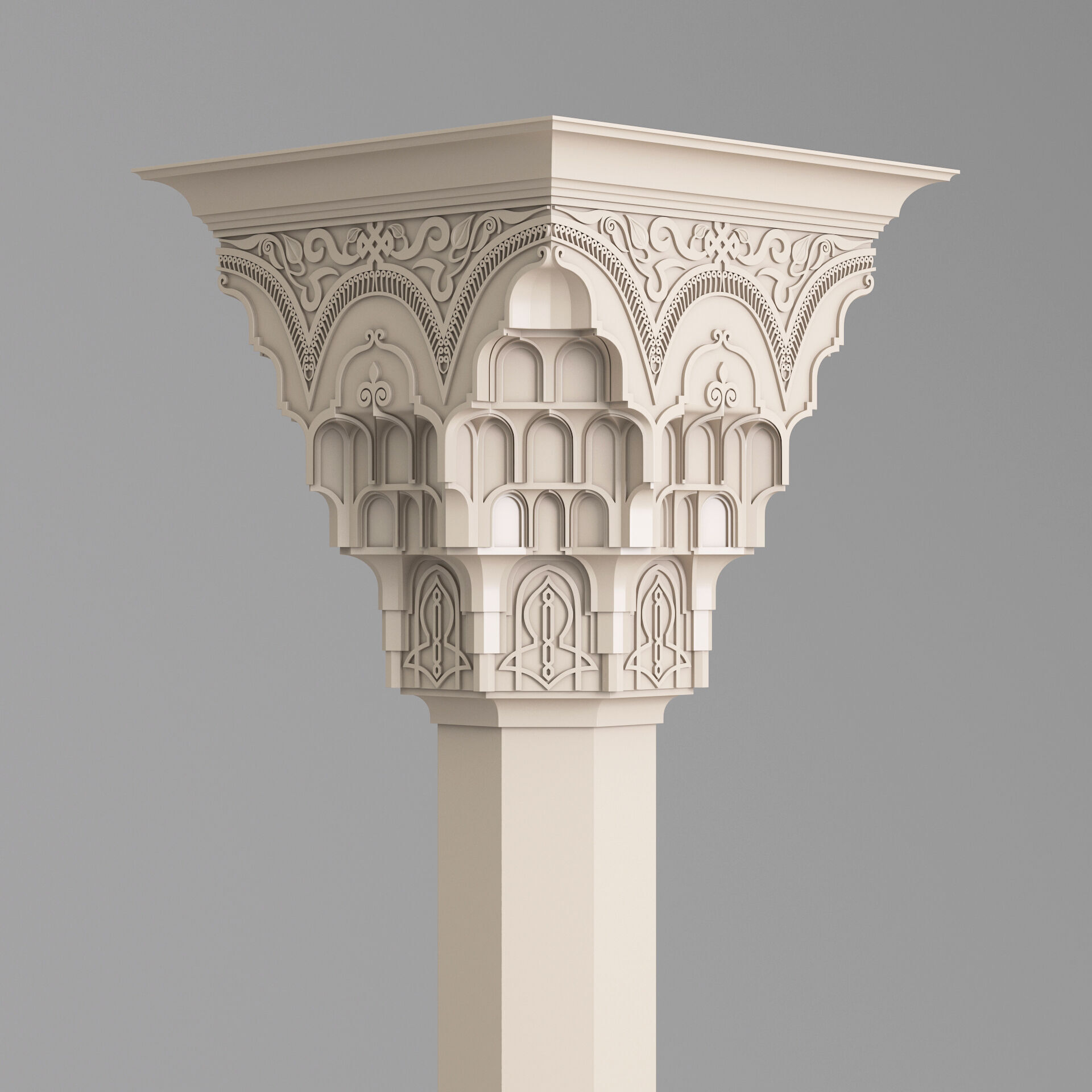 Classic Islamic Muqarnas Column 003 3D model_2