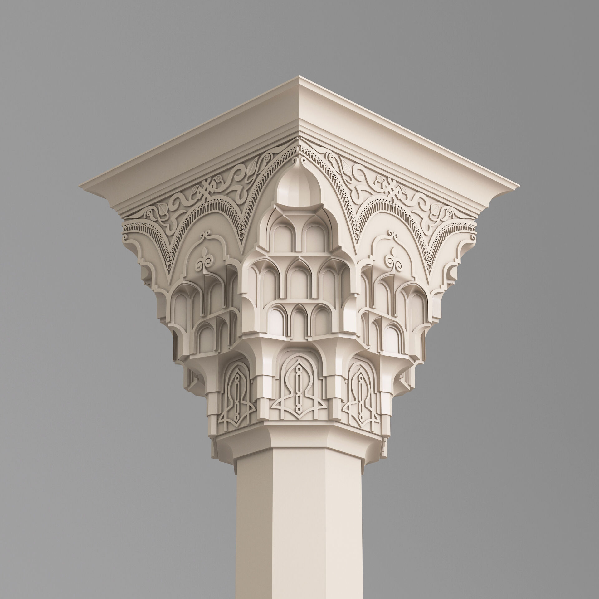 Classic Islamic Muqarnas Column 003 3D model_4