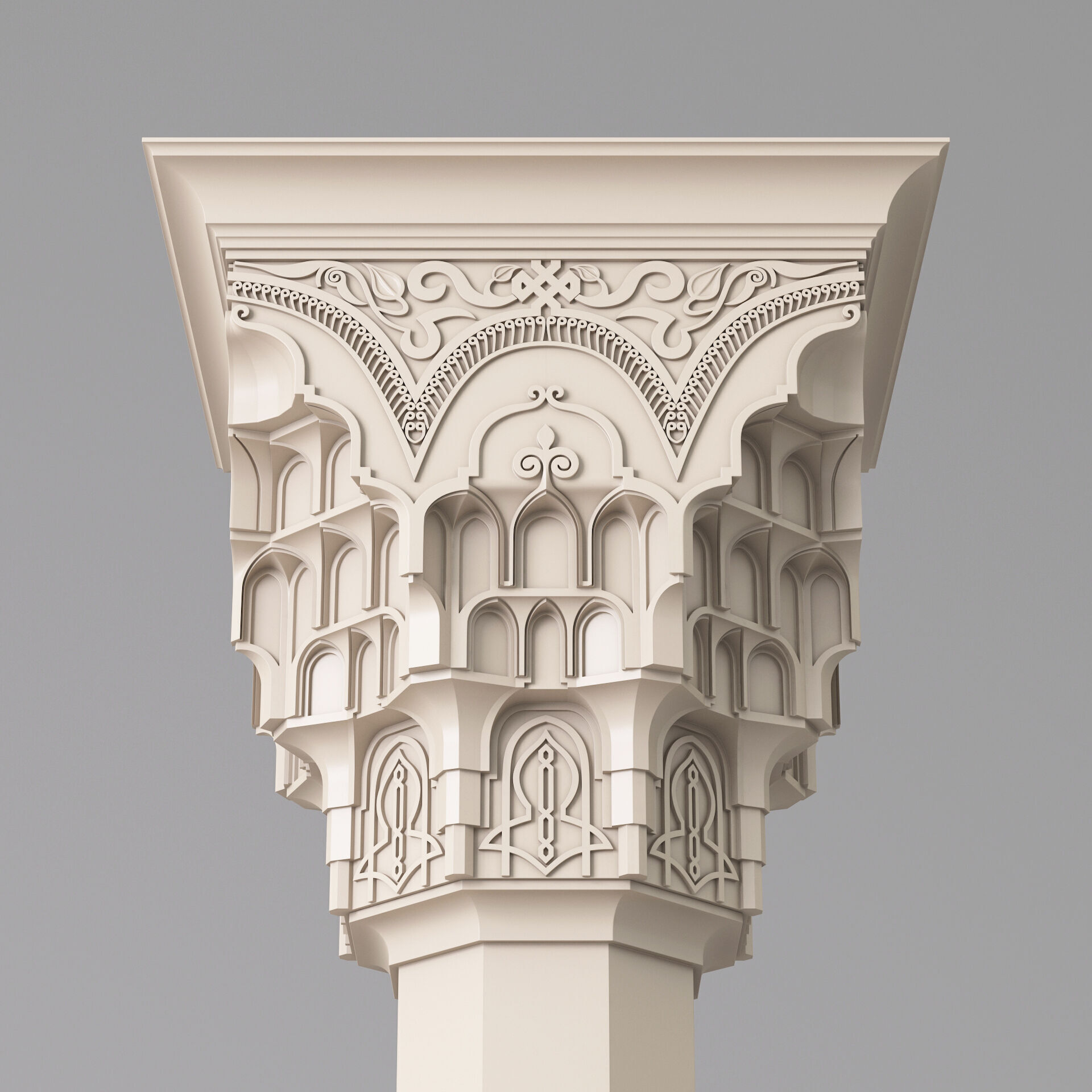 Classic Islamic Muqarnas Column 003 3D model_5
